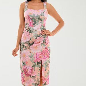 Premier Amour Floral Sleeveless Midi Sheath Dress